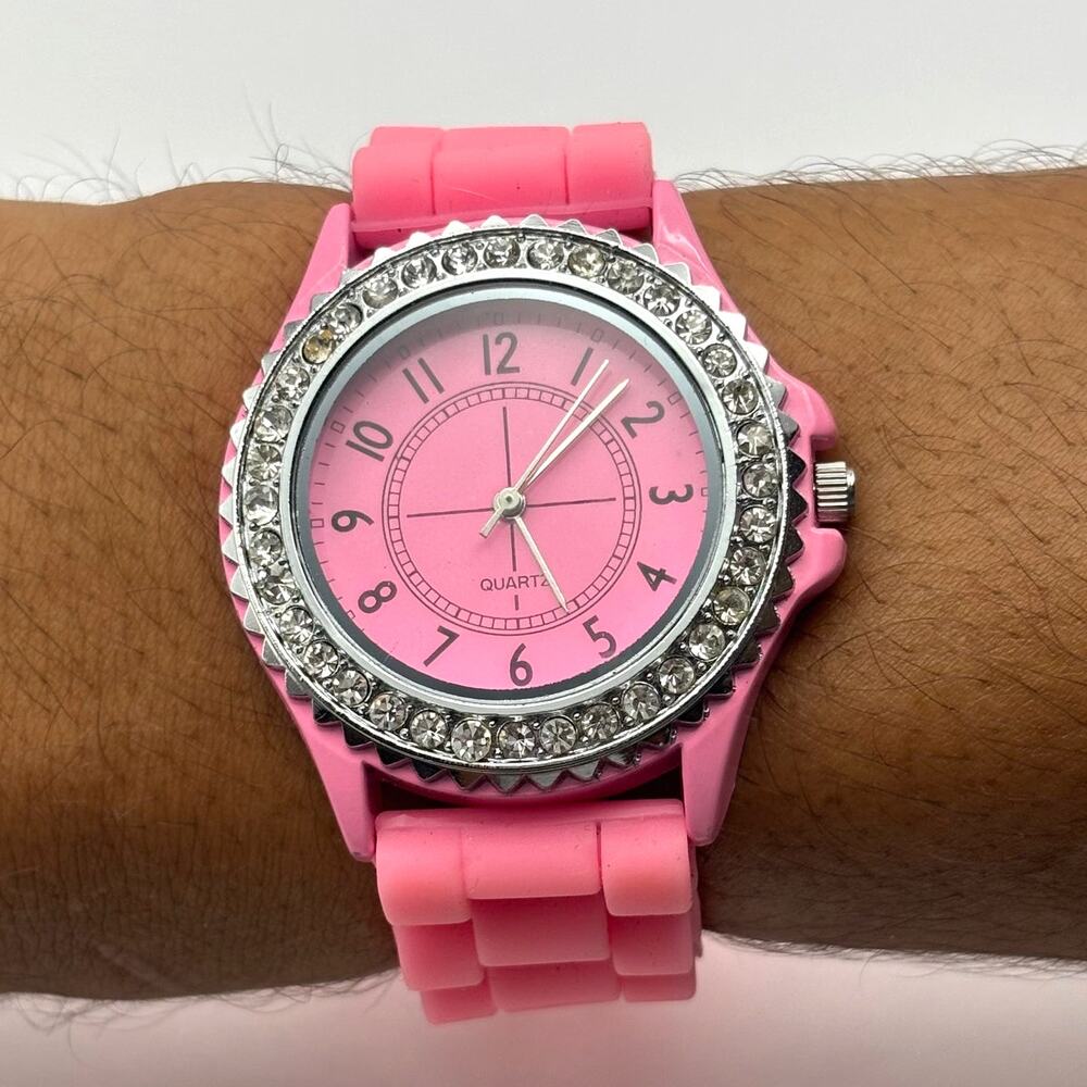Silver & Pink Men's Quartz Watch